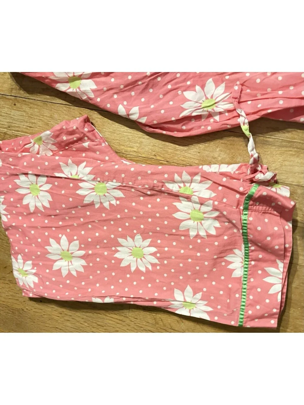 Victoria's Secret Women's Long Sleeve Pink White Daisy Pajama Set Sz L
